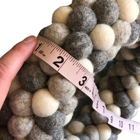 Trader Joe’s 10" Handcrafted Felted Wool Wreath Balls Gray White Neutral NWT - Picture 4 of 6